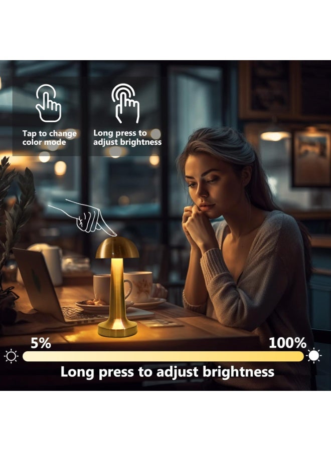 مصباح طاولة صغير للزينة بتصميم كلاسيكي بسيط ذهبي ، مصباح على شكل فطر ،مصباح ليلي لغرف الأطفال ، مصباح طاولة بجانب السرير 21*9*9 سم - Image 5